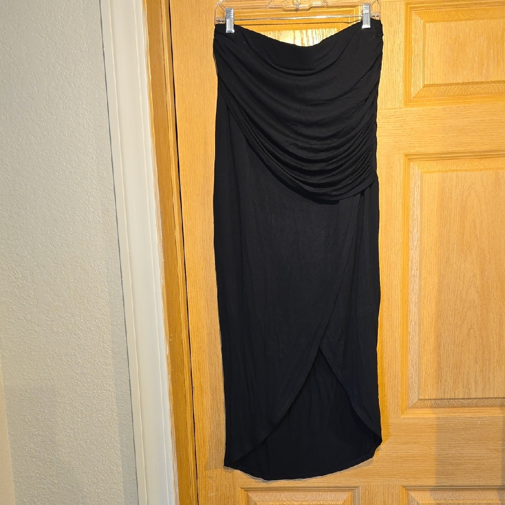 CAbi Black High-Low Draped Wrap Skirt